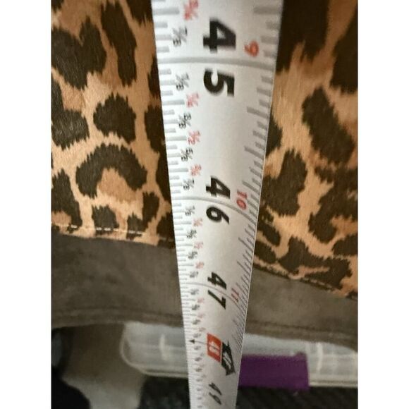 Something Navy Brown Leopard Floral Mixed Print Twist Wrap Dress M - Picture 11 of 14